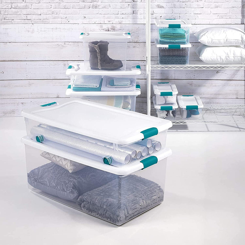 Sterilite 32 Quart Multipurpose Plastic Stackable Storage Box Container with Latching Lid for Home or Office Organization, Clear 12 Pack - Image 6
