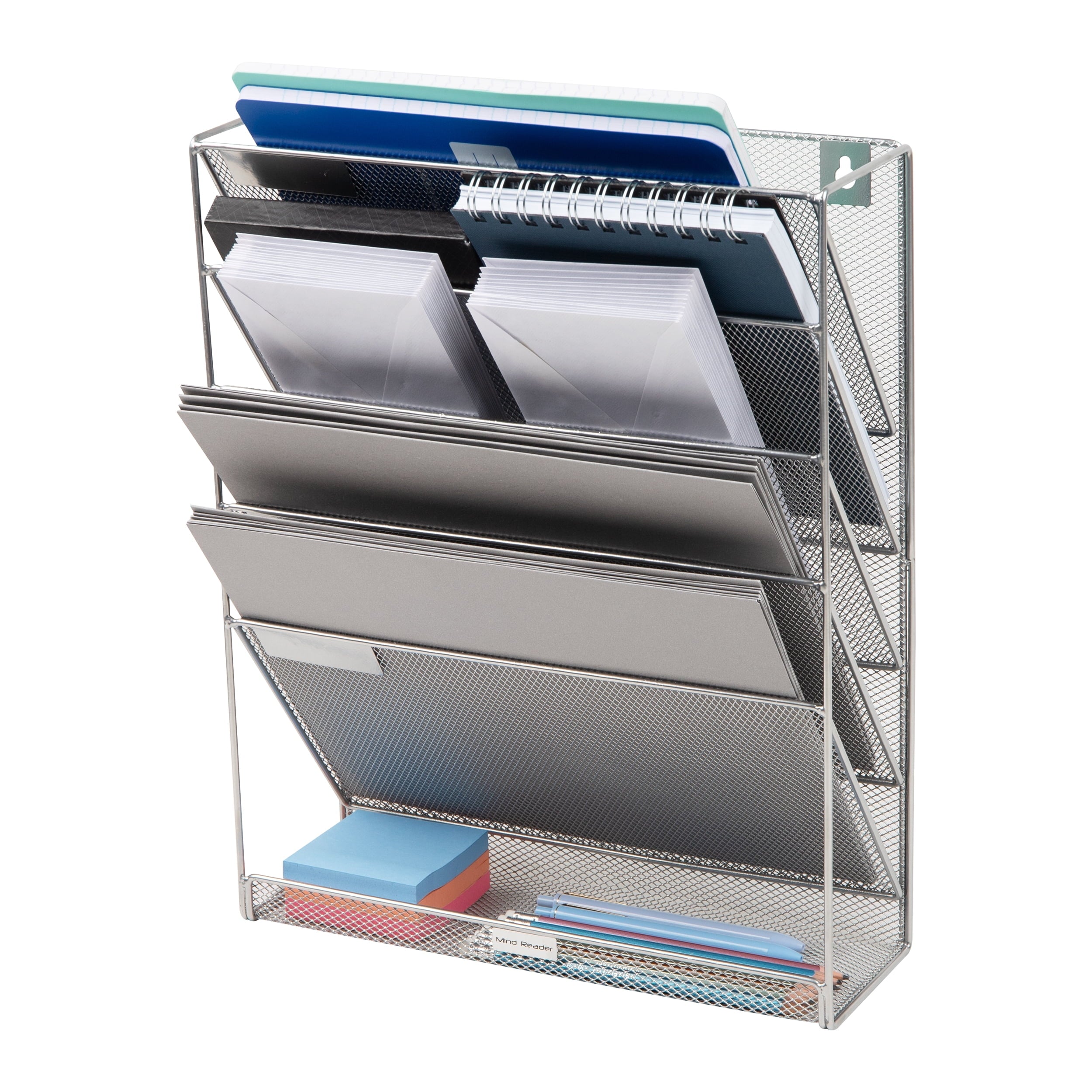 5-Tier Vertical File Storage, Desktop Organizer, Wall Mount, Office, Metal, Black - Image 5