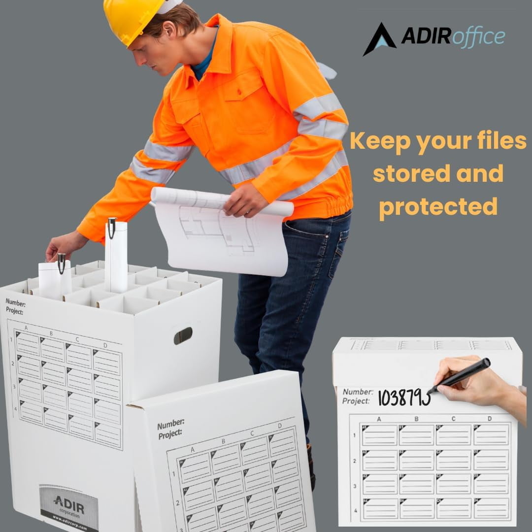 Adir Cardboard Roll File Storage Organizer- Vertical File Sorter- Blueprint, Poster, Plans, and Map Holder Station-16... - Image 5