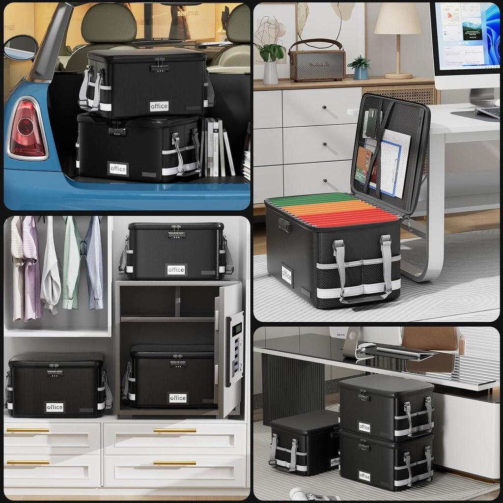 Fireproof File Organizer Box with Lock, Collapsible Fireproof Document Bag, Portable File Safe Box with Handle for Do... - Image 5