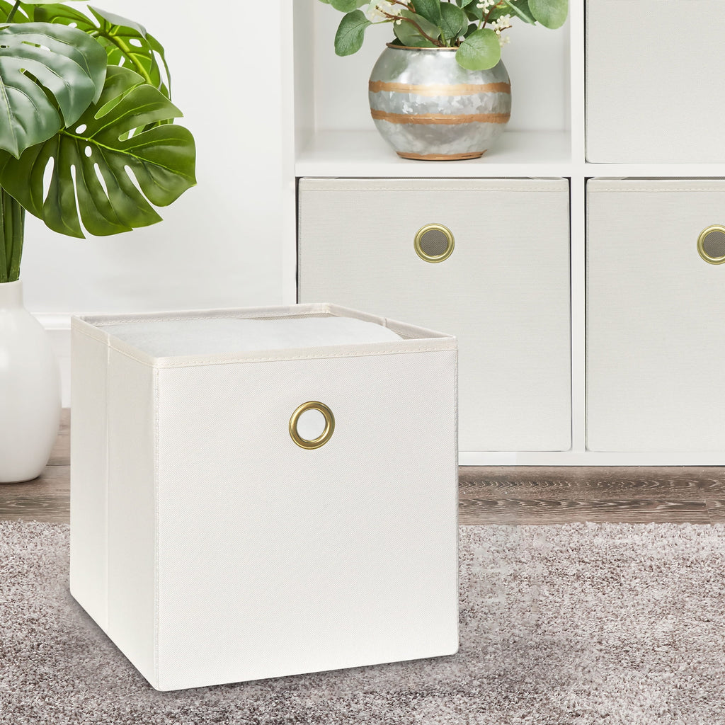 Collapsible Fabric Cube Storage Bins (10.5" x 10.5"), Vanilla Dream, 4 Pack - Image 4