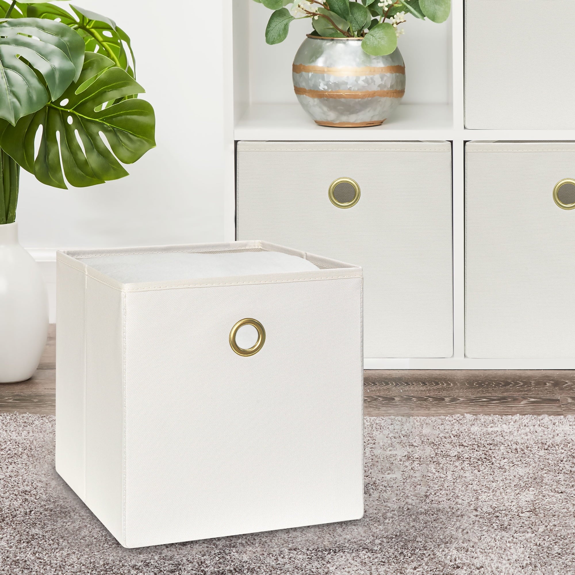 Collapsible Fabric Cube Storage Bins (10.5" x 10.5"), Vanilla Dream, 4 Pack - Image 4