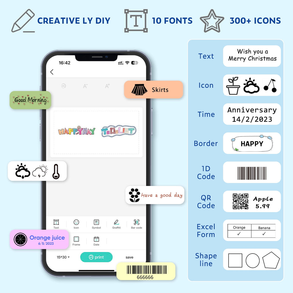 NUSIGN Label Maker Machine with Tape, Portable Bluetooth Label Printer, Wireless & Rechargeable Sticker Mini Label Makers with Multiple Temp - Image 6