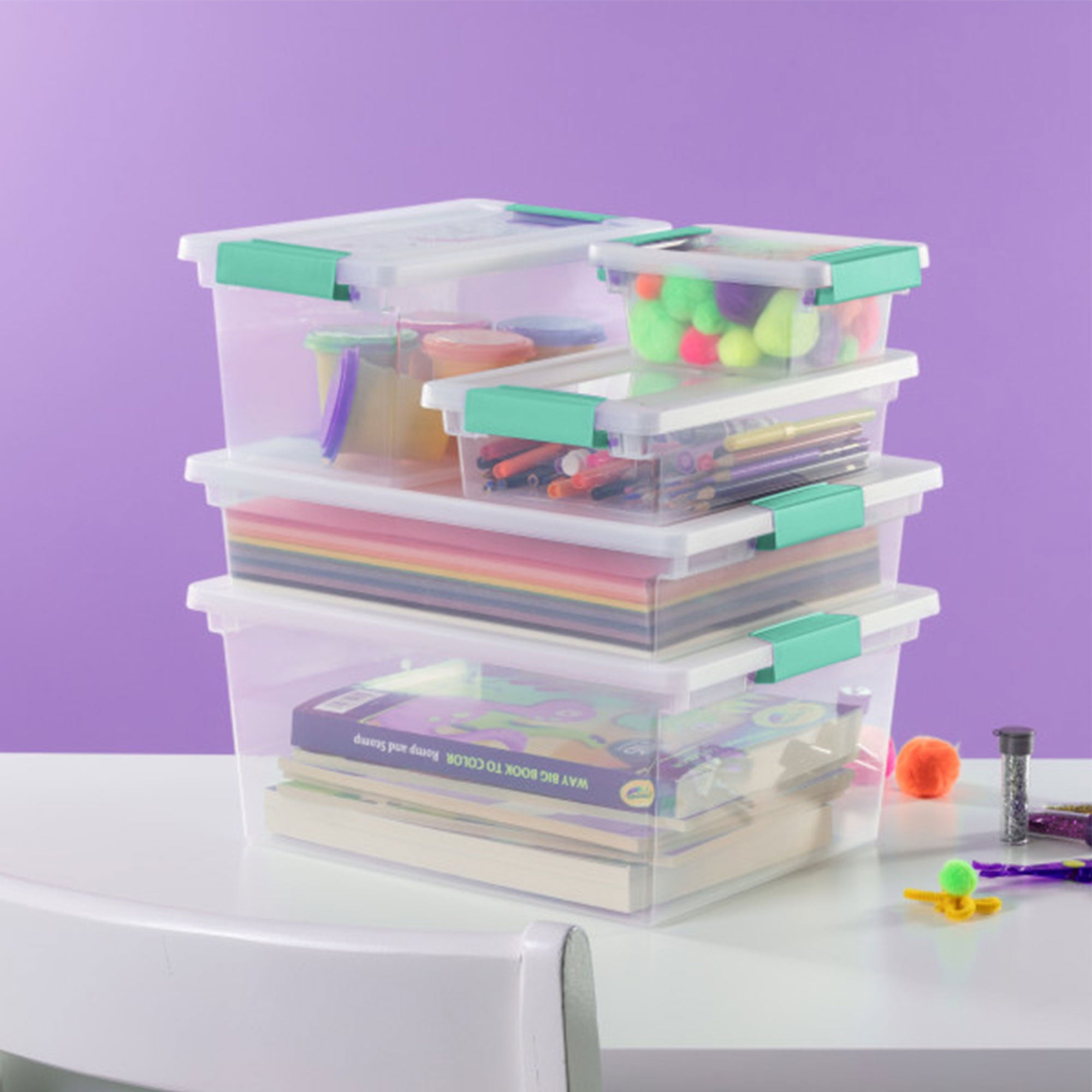 Small Clip Box Clear Storage Bins Tote Container w/ Latching Lid, 6 Ct - Image 6