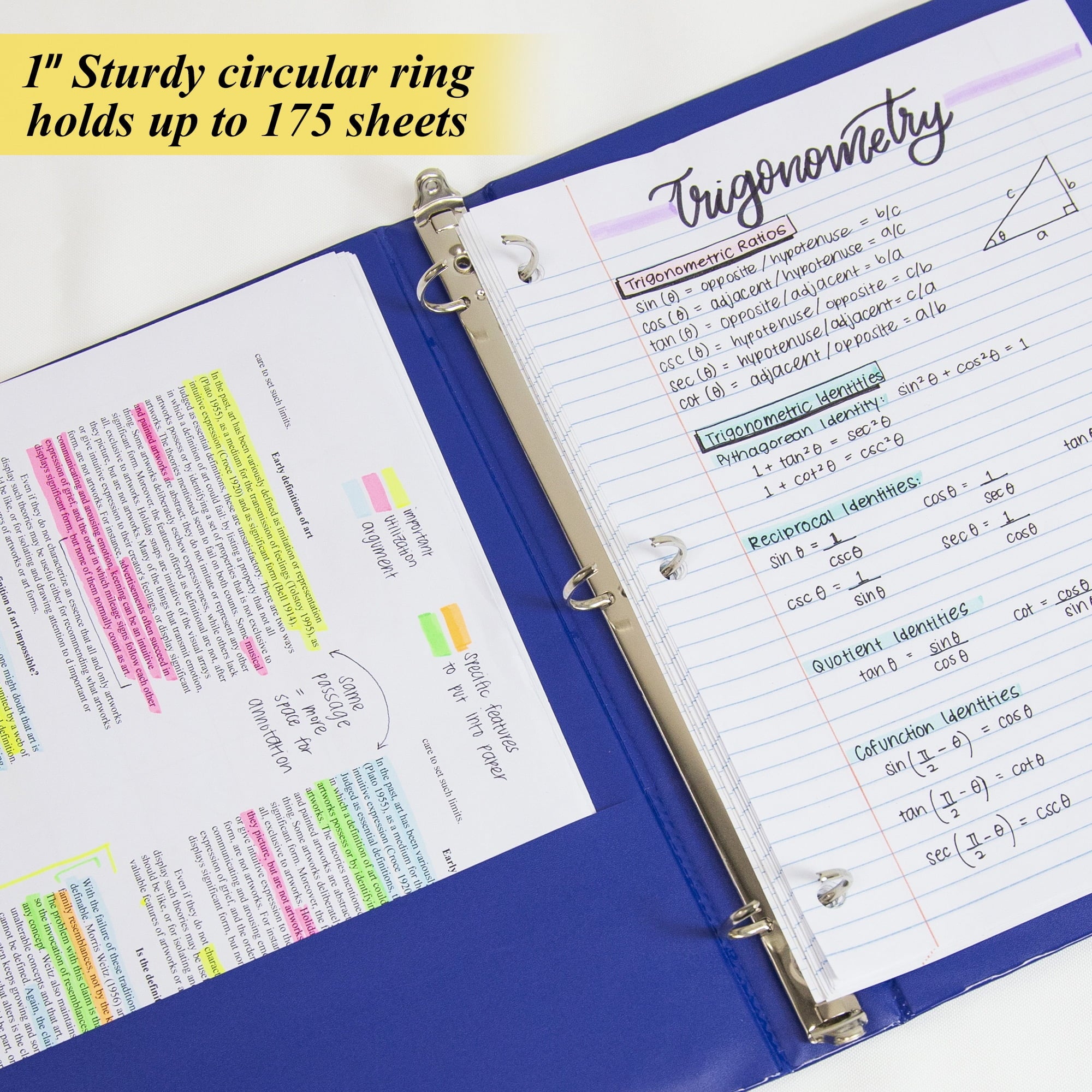 BAZIC 3 Ring Binder 1" Economy Binders Assorted Color, Hold 175 Sheets, 4-Count - Image 2