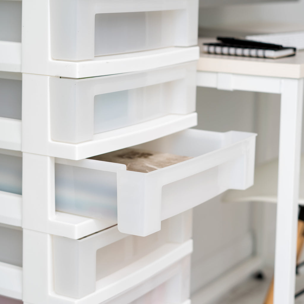 IRIS 9-Drawer Narrow Plastic Storage Drawer Cart with Organizer Top, White - Image 4