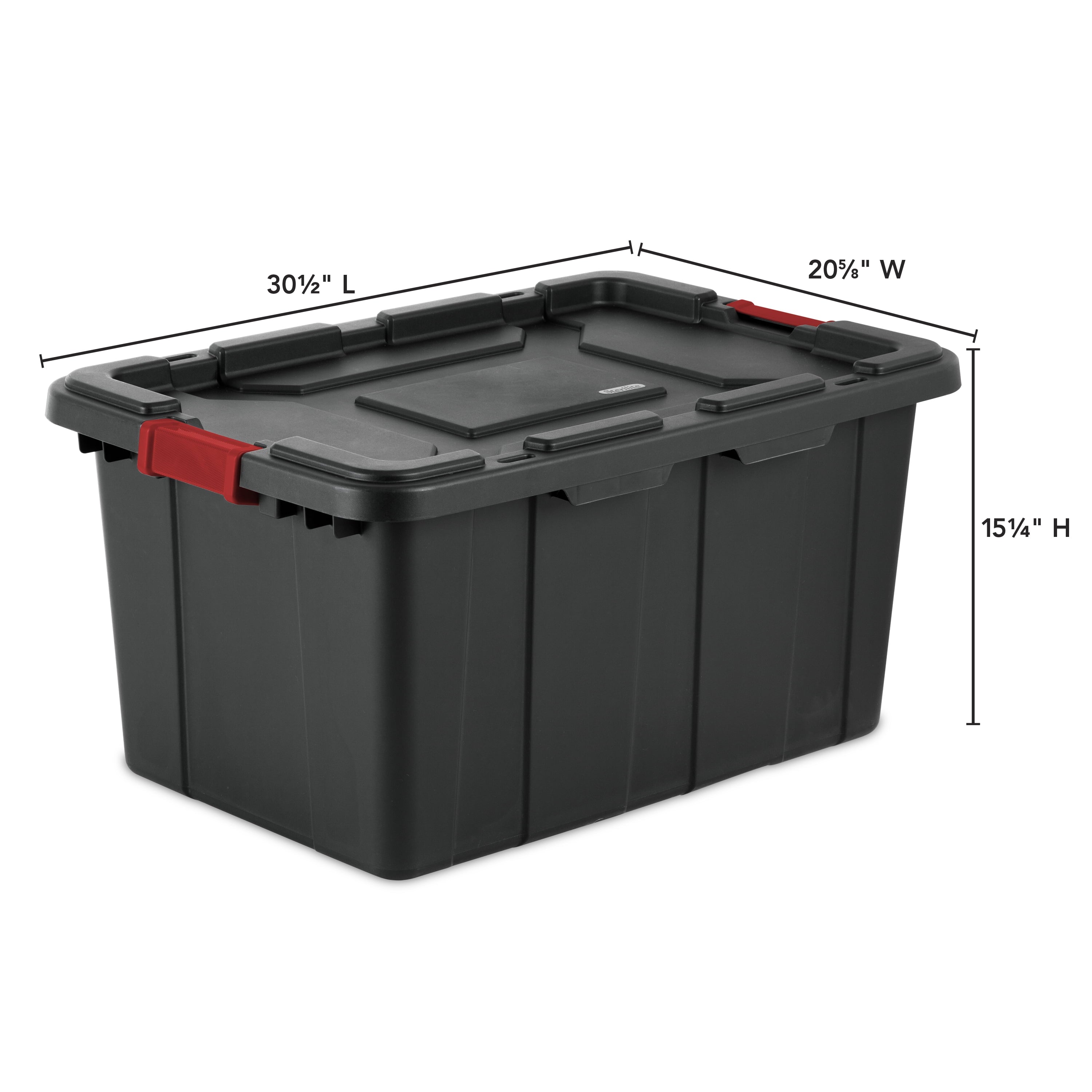 Large Storage Bin, 27 Gallon Rugged Industrial Plastic Storage Tote with Latch Lid, Black, 4 Pack - Image 2