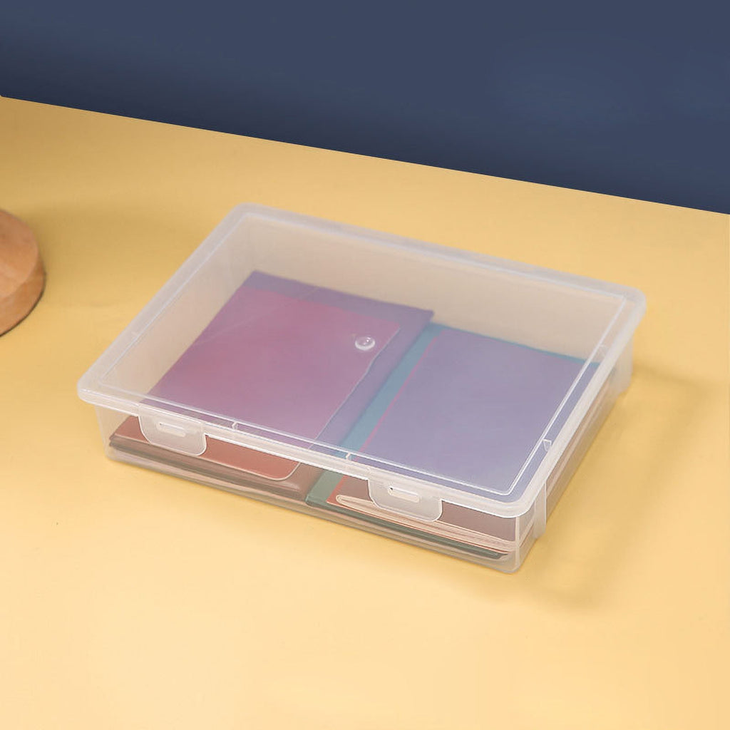Document Organizer, Clear A4 File Box, Portable Project Case Desk File Container Holder, Office Supplies Documents Or... - Image 2
