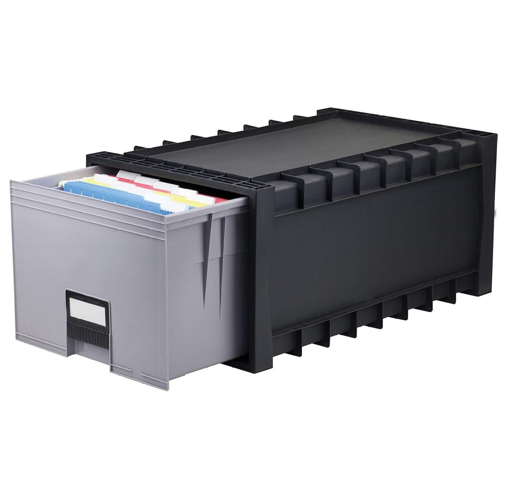 Archive Files Storage Box, Letter Size, Stackable Plastic Storage Containers - Black/Gray, 1/Each - Office, Home, Legal, Documents Organizat - Image 5