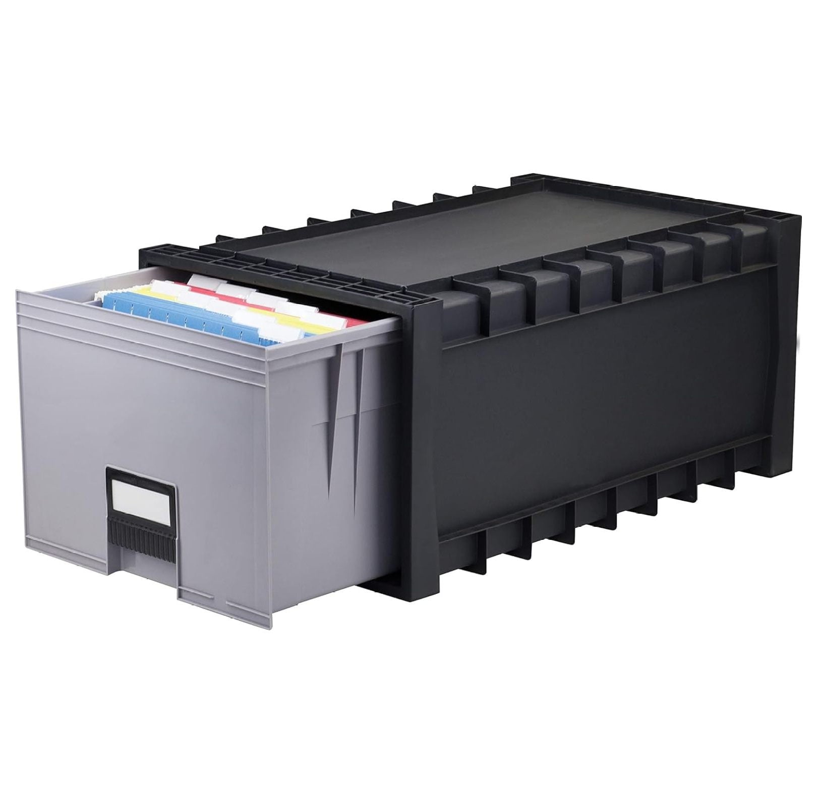 Archive Files Storage Box, Letter Size, Stackable Plastic Storage Containers - Black/Gray, 1/Each - Office, Home, Legal, Documents Organizat - Image 5