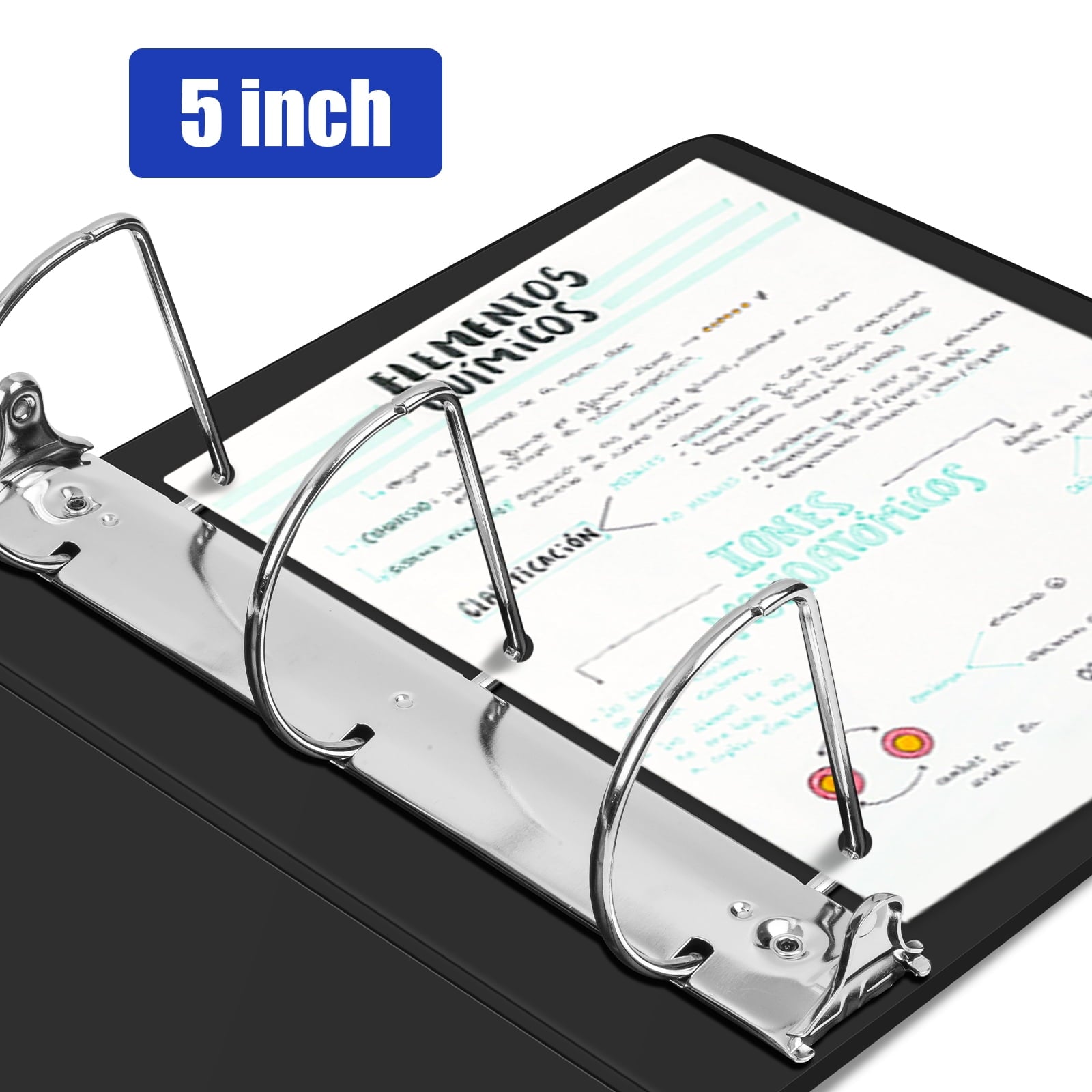 Comix Heavy Duty 5 inch 3 Ring Binder,D Ring Clear Cover, Hold 950 Sheets,6 Pack Black - Image 3