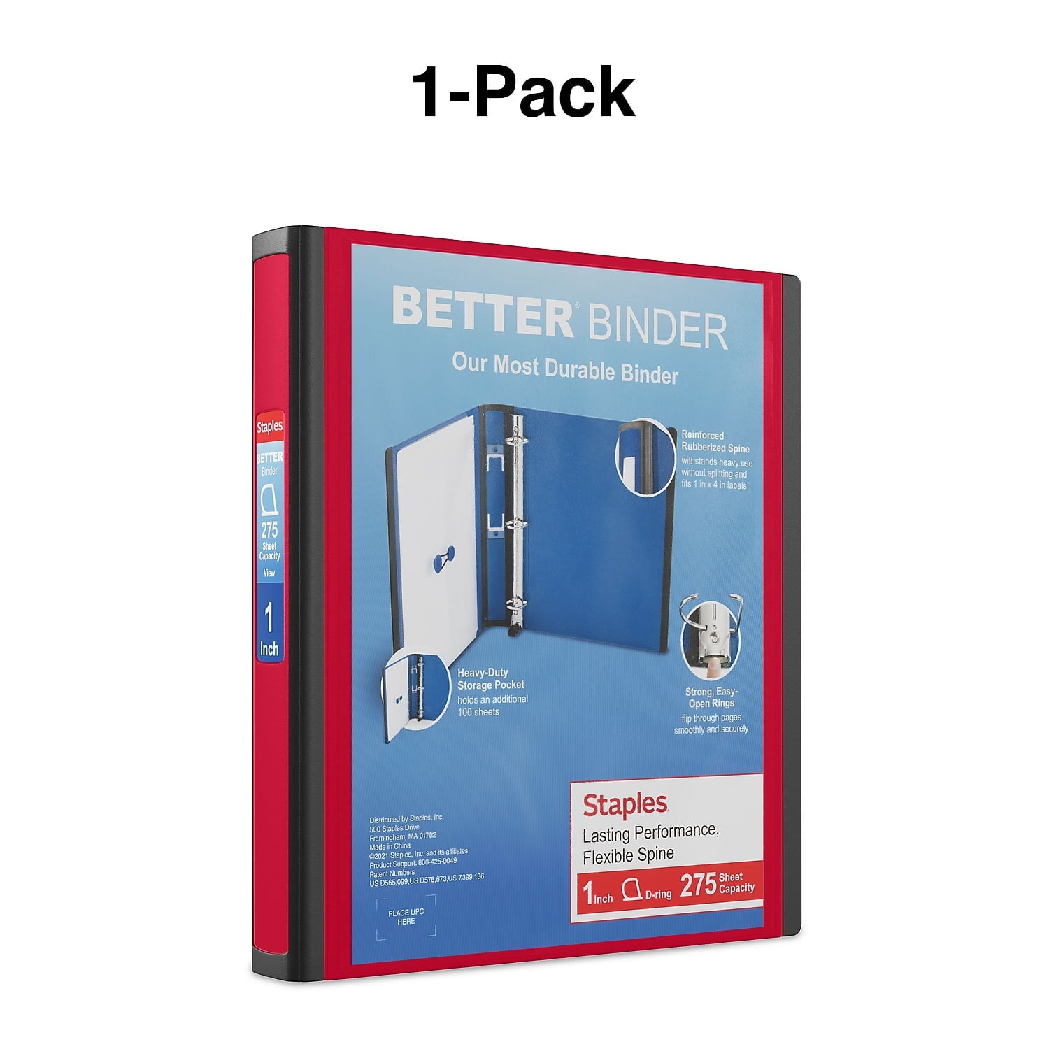 Better 1-Inch D 3-Ring View Binder Red (18370) 807722 - Image 6