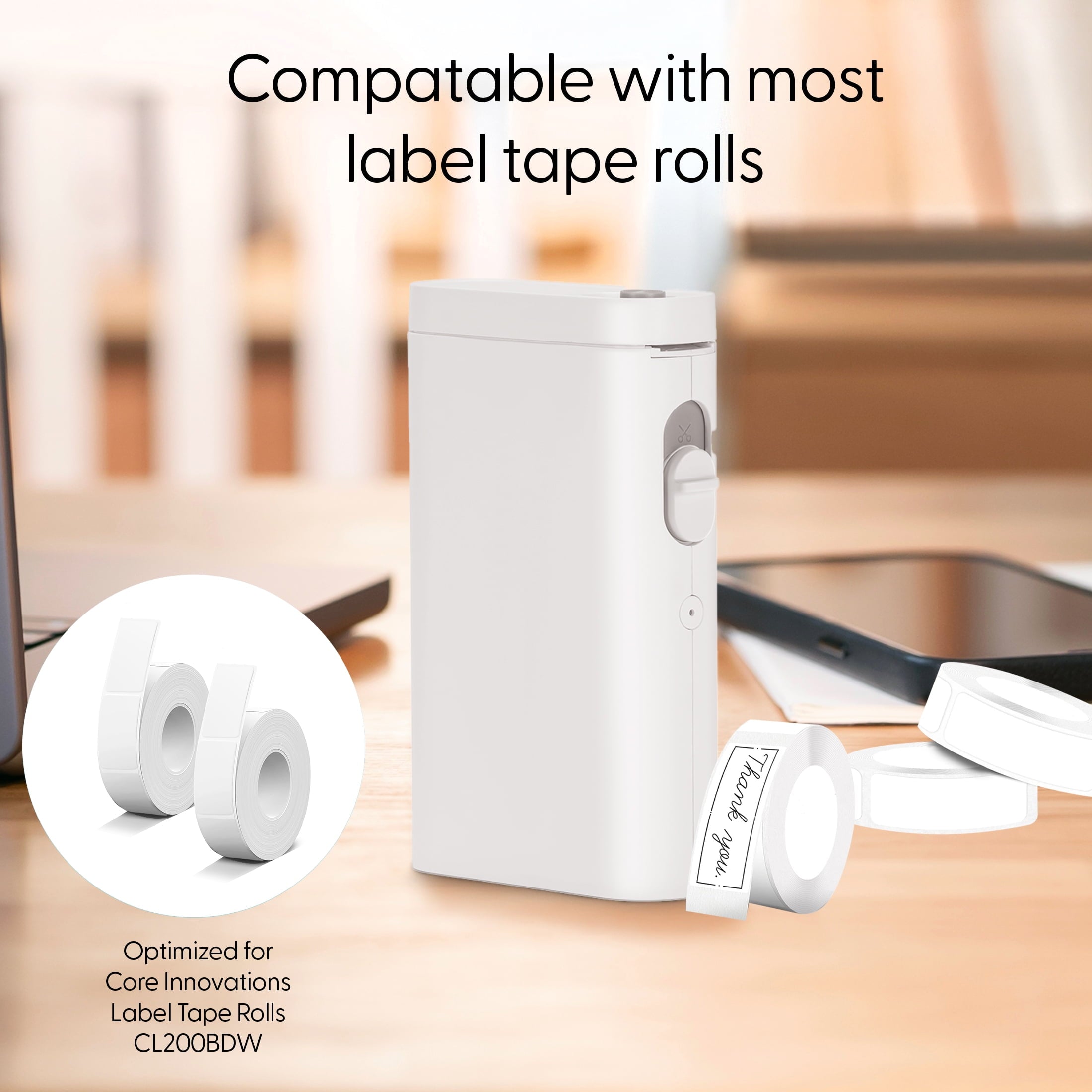 Core Innovations Wireless Bluetooth Portable Label Maker with Built-in Cutter and Starter Label Rolls - Image 5