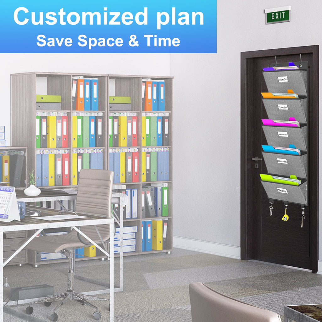 the Door File Organizer, Hanging File Folders, Wall Organizers and Storage for Mail, Magazine, Notebooks, Planners, O... - Image 6