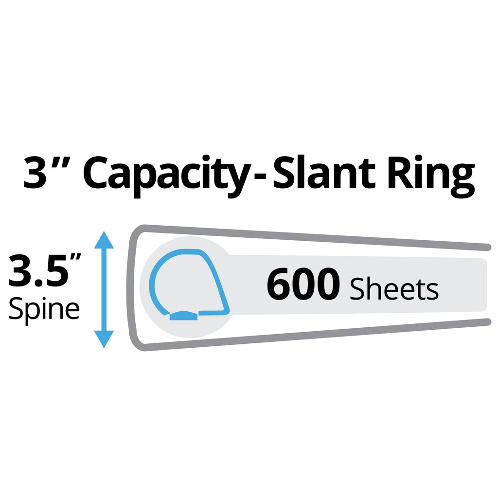 Durable View 3 Ring Binder, 3" Slant Rings, 1 White Binder - Image 2
