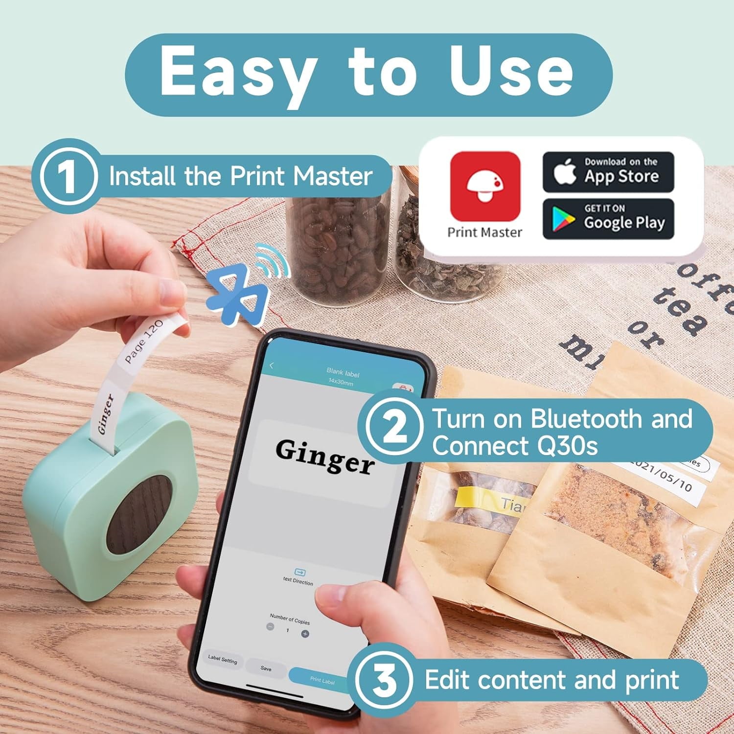 Simplify Labeling with the Bluetooth Mini Label Maker Machine - Perfect for Office, Home, and Organizing - Includes 1... - Image 3
