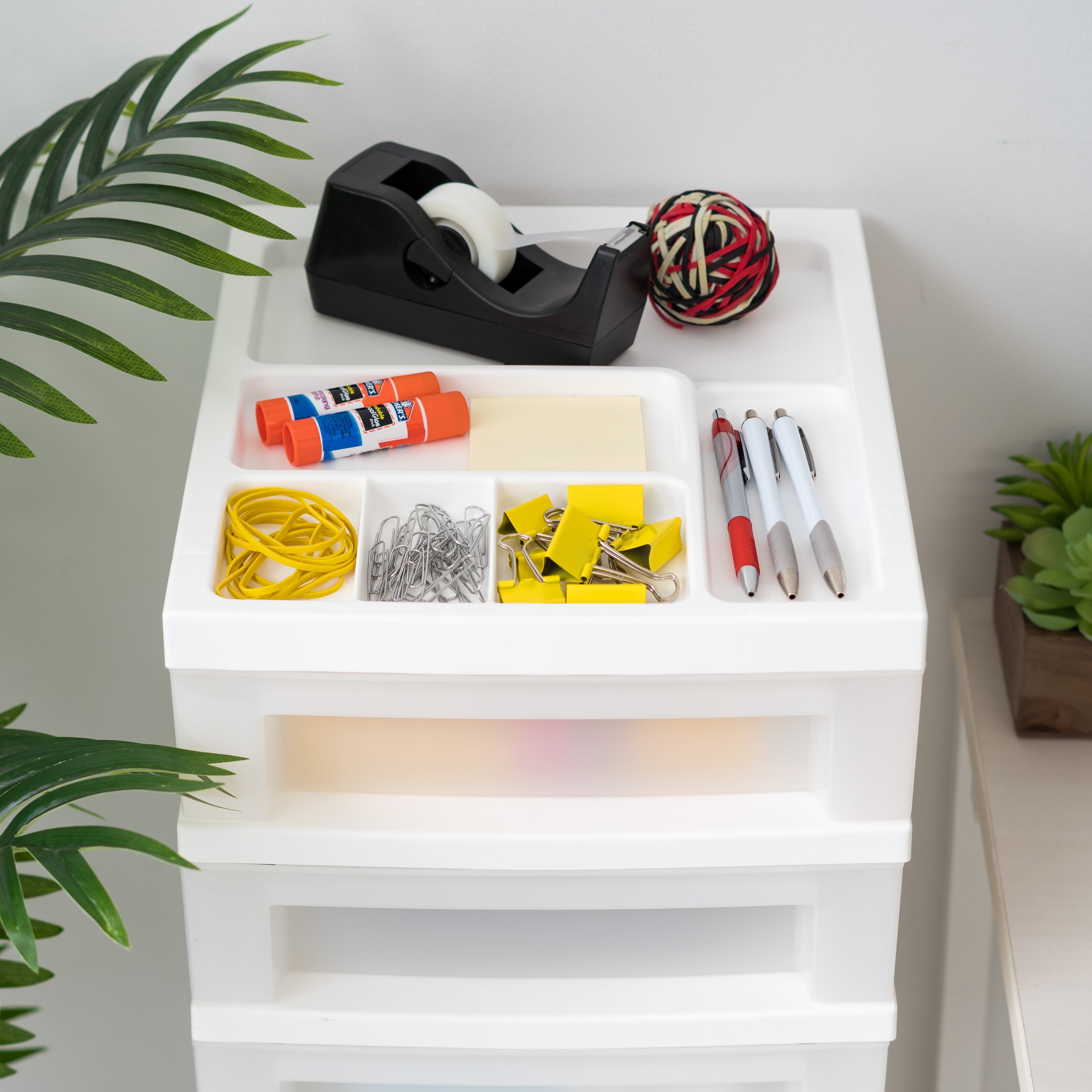 IRIS 9-Drawer Narrow Plastic Storage Drawer Cart with Organizer Top, White - Image 3