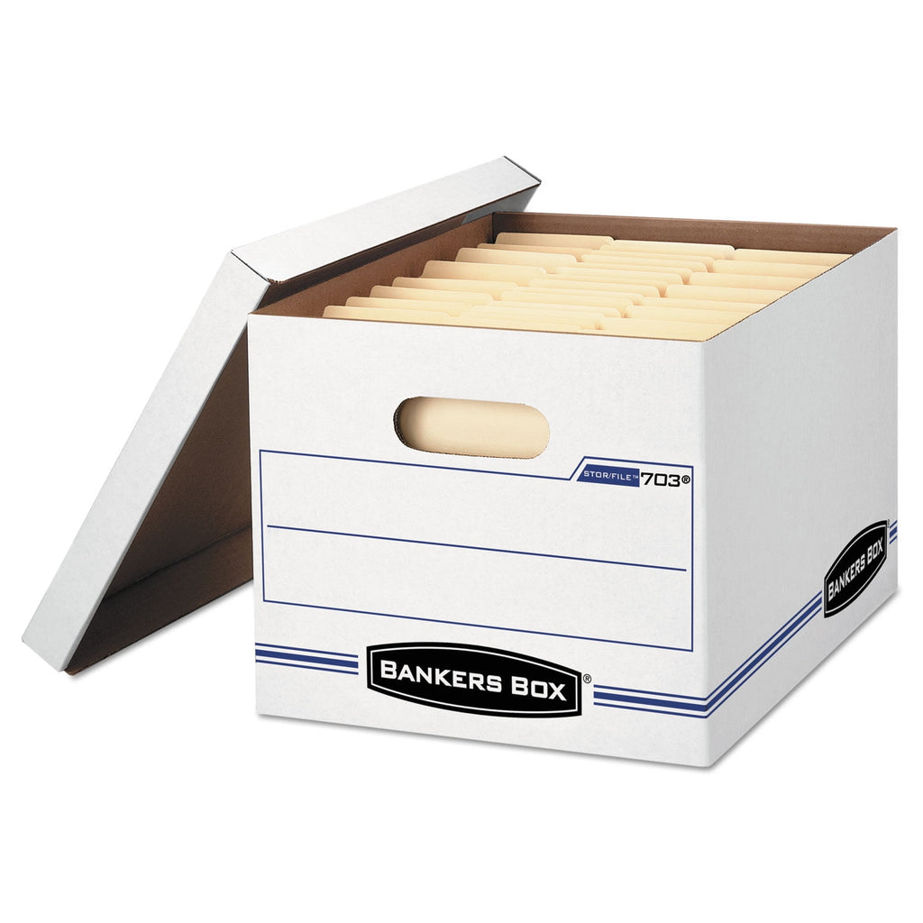 Bankers Box Stor/File Storage Box, Letter/Legal, Lift-Off Lid, White, 6/Pack - Image 3
