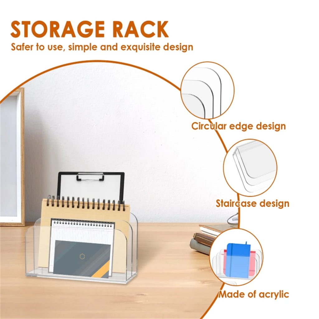 Acrylic Mail Sorter Desktop Organizer Holder, 2 Compartments Clear Small File Script Letter Office Document Storage f... - Image 6