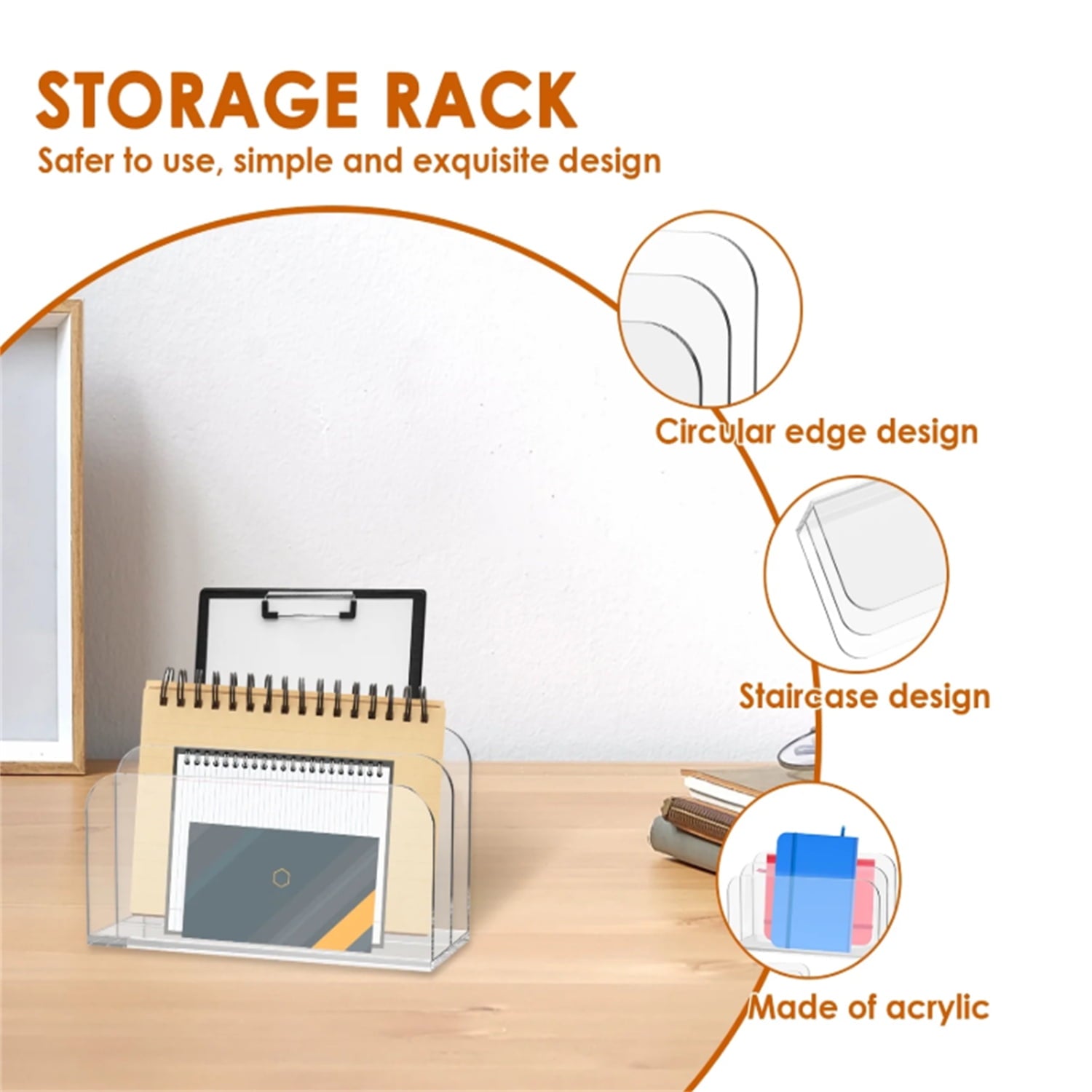 Acrylic Mail Sorter Desktop Organizer Holder, 2 Compartments Clear Small File Script Letter Office Document Storage f... - Image 6