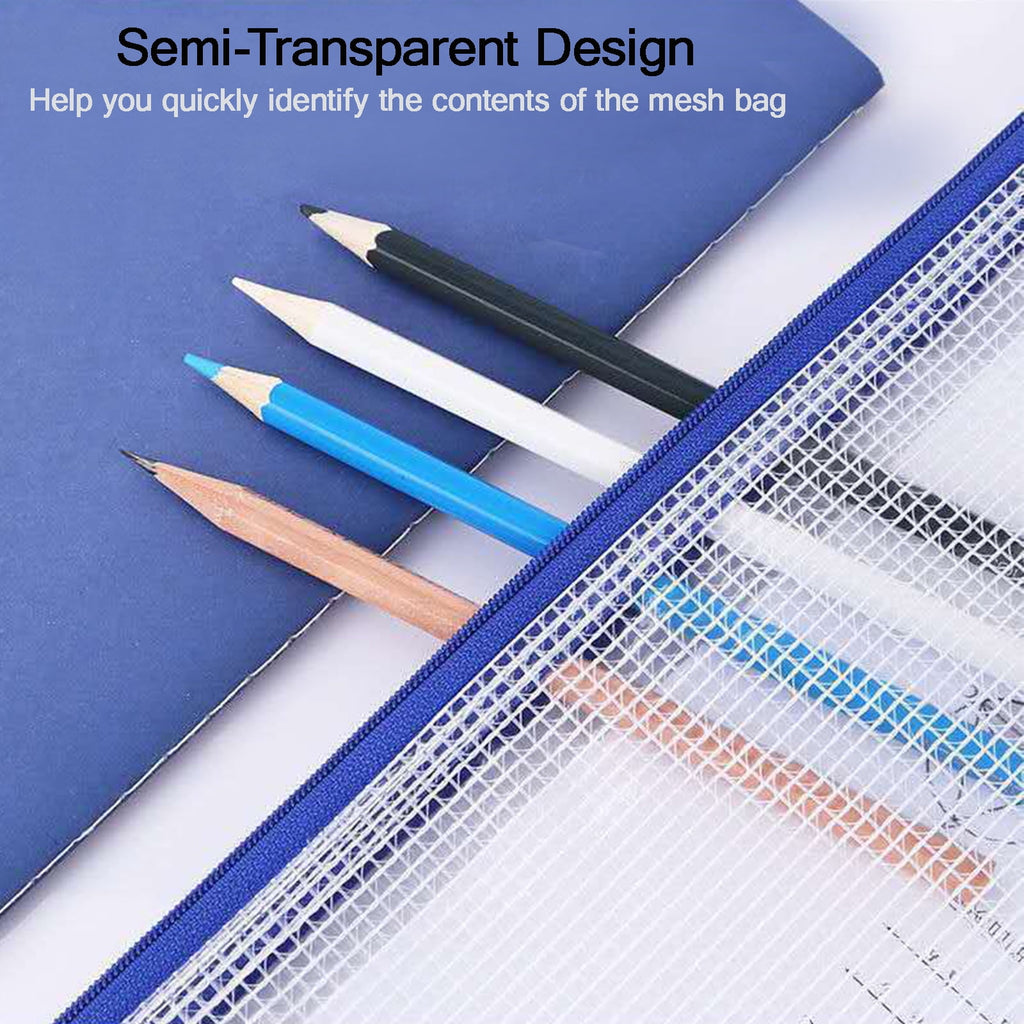 12 Pack A4 Mesh Zipper Pouches with Label Pocket, Waterproof Organizer Zipper File Bags, Multicolor - Image 5