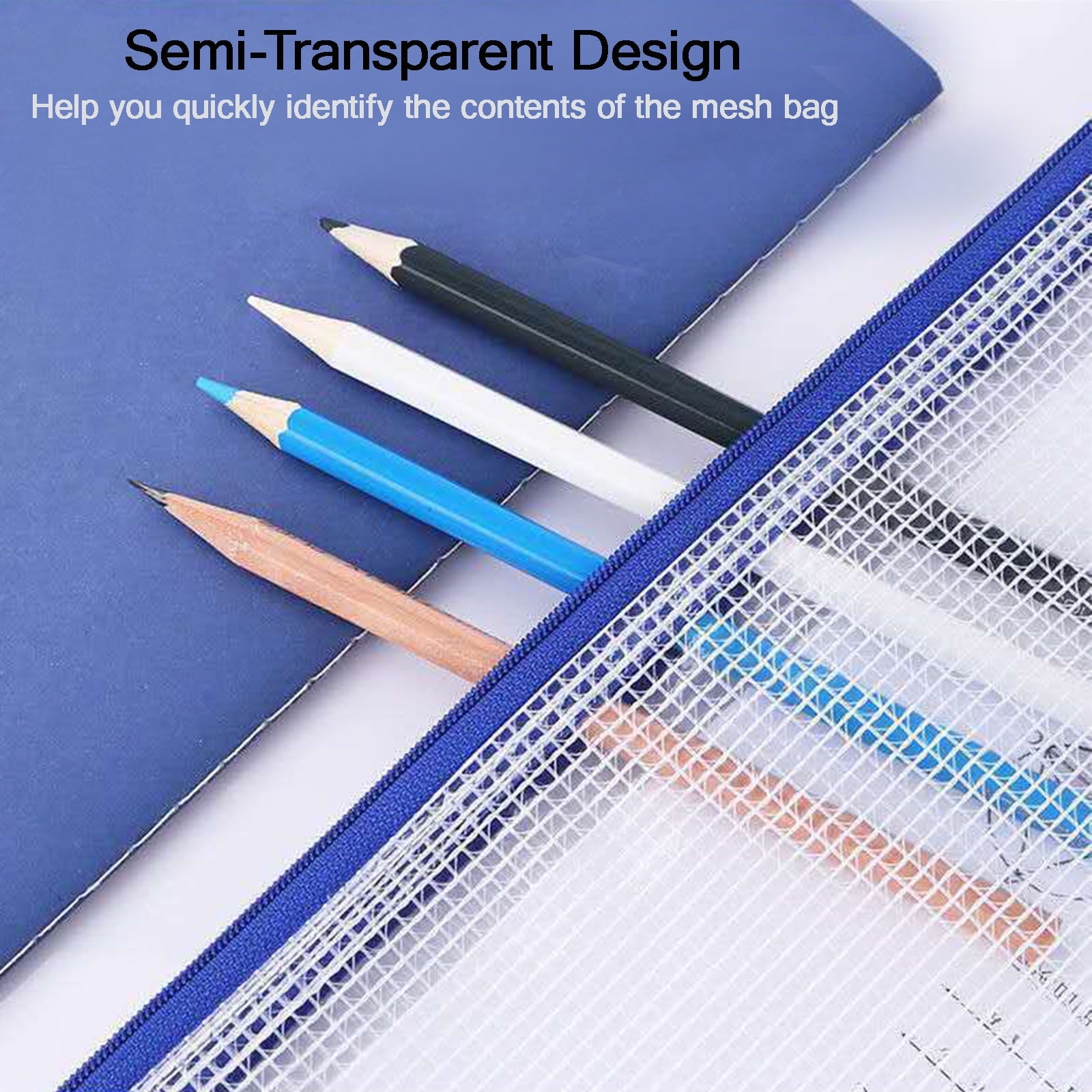 12 Pack A4 Mesh Zipper Pouches with Label Pocket, Waterproof Organizer Zipper File Bags, Multicolor - Image 5