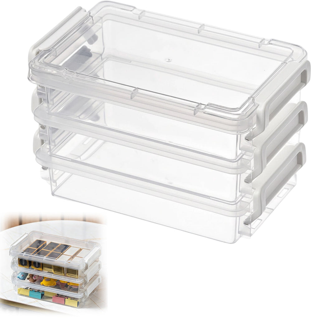 Clear Storage Bins with Lids, Plastic Container Bins for Organizing, Clear File Box Stackable Storage Containers for Home, Office and Scrapb - Image 4