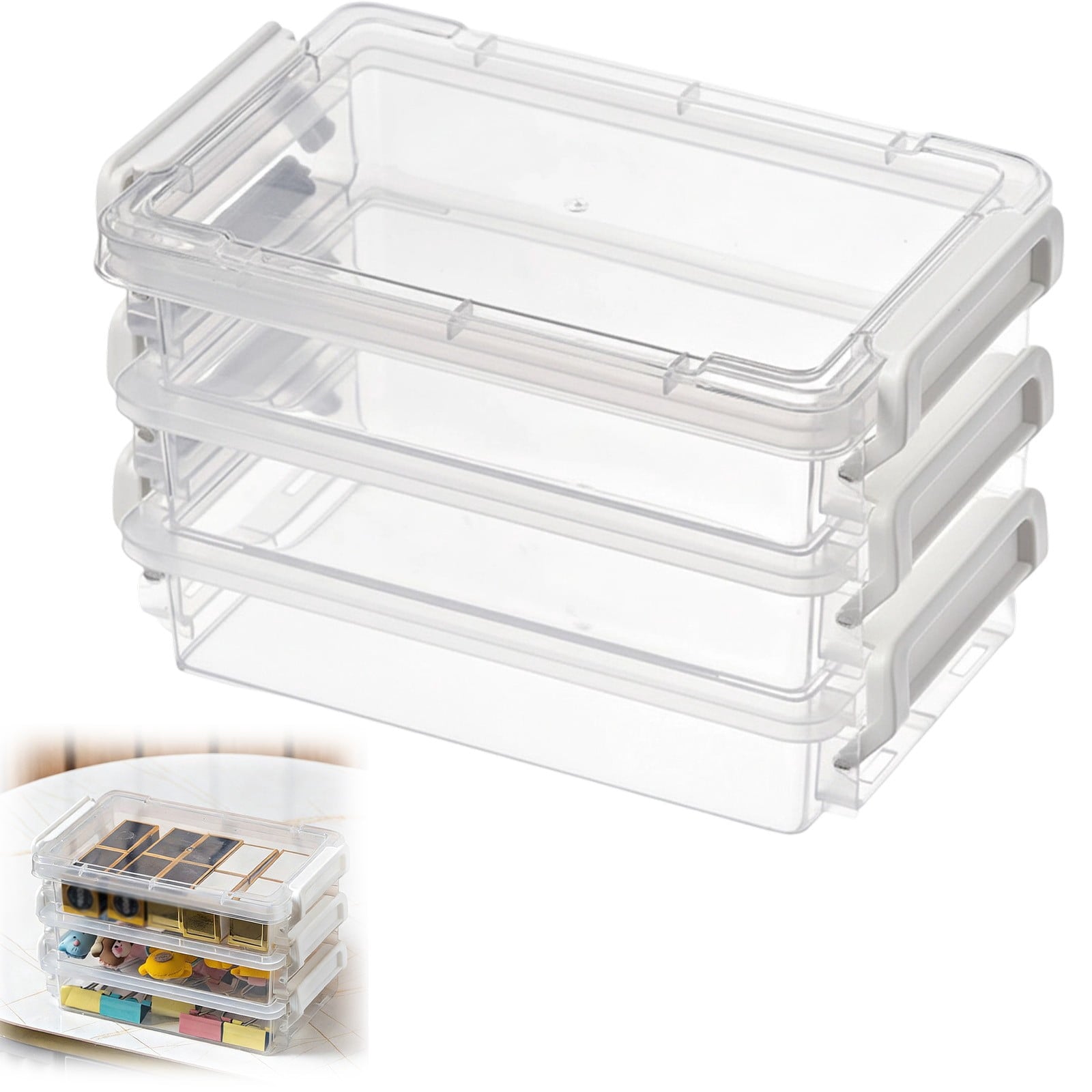 Clear Storage Bins with Lids, Plastic Container Bins for Organizing, Clear File Box Stackable Storage Containers for Home, Office and Scrapb - Image 4