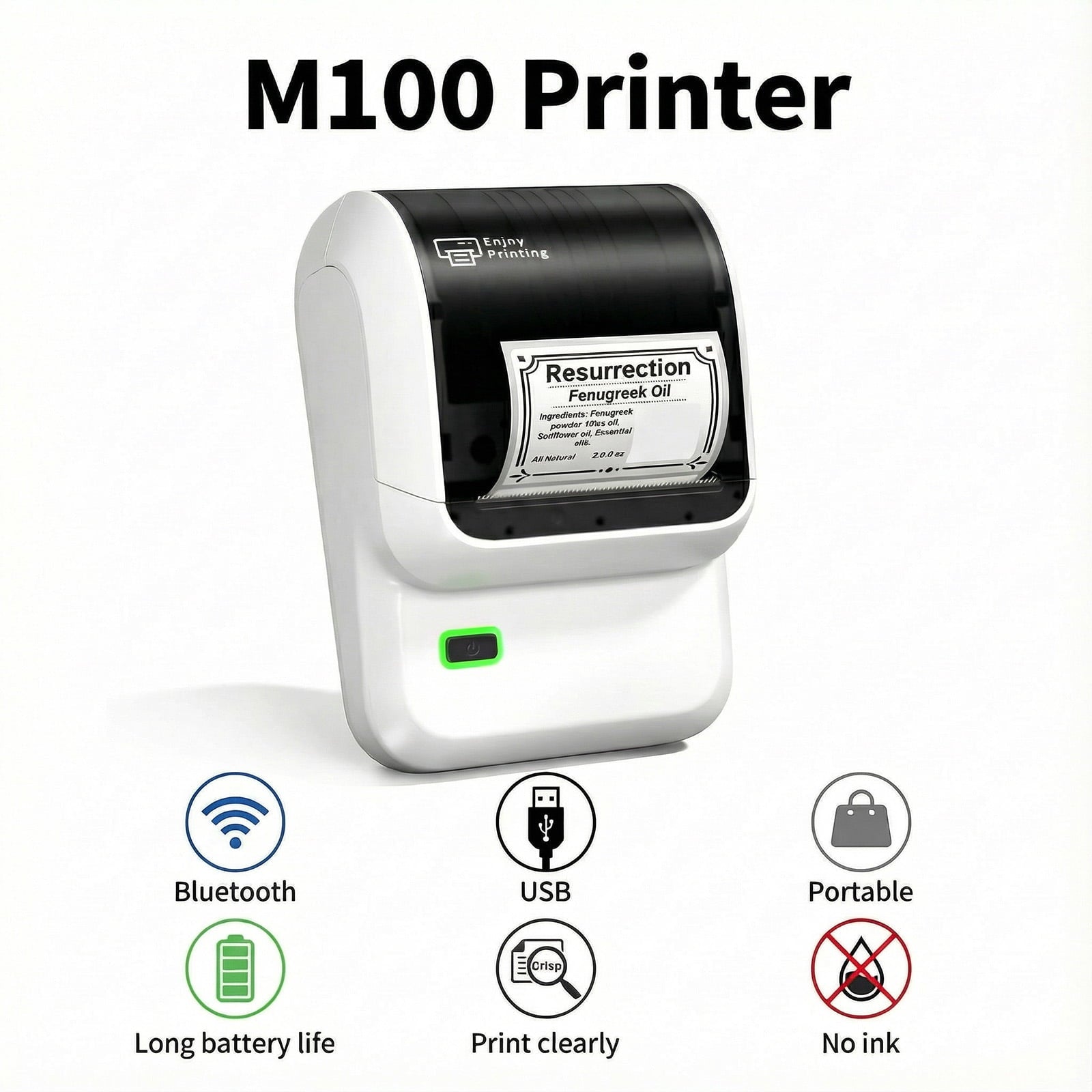 Label Maker with 100 Labels,Thermal Bluetooth Label Printer,No Ink 2 inch Barcode Printer with App Control, for Small... - Image 3