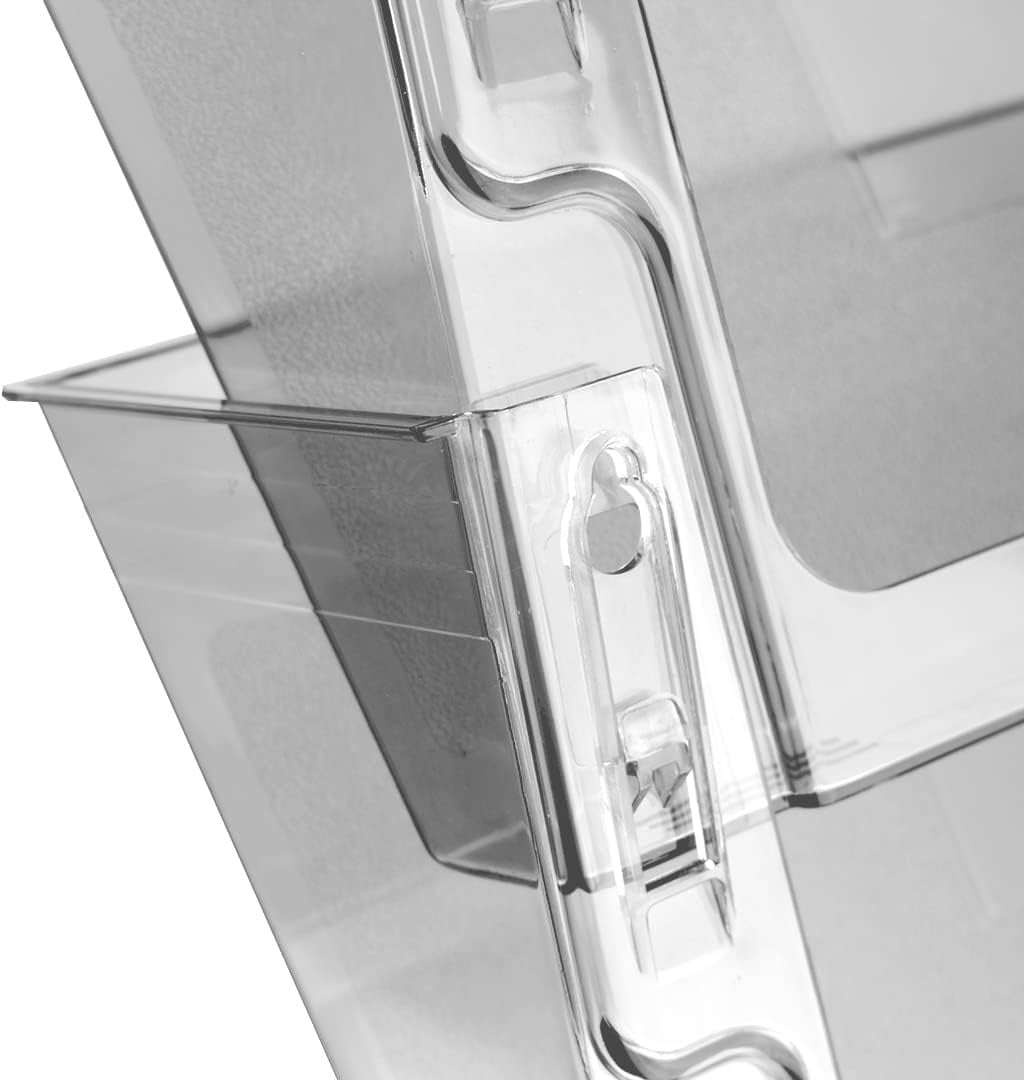 Wall Mount Pocket File Organizer Holder Modular Letter Size A4 Plastic (Hangers Included) (Clear Crystal Color) (3 Pack) - Image 5