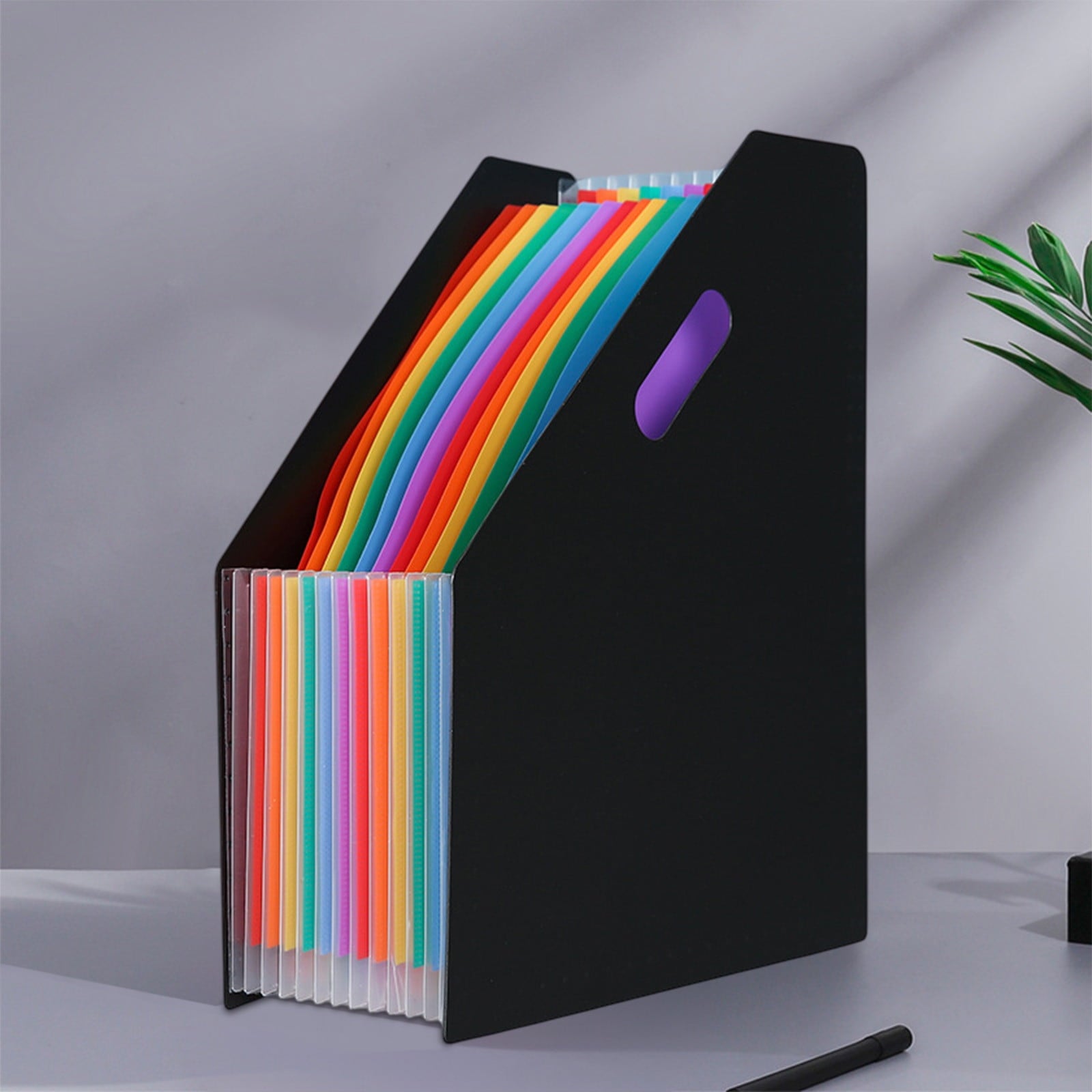 Vertical File Organizer, Multi Compartment Rack, Slanted A4 Paper Storage Folder, Plastic Desktop Organizer for Office, 1-Pack - Image 4