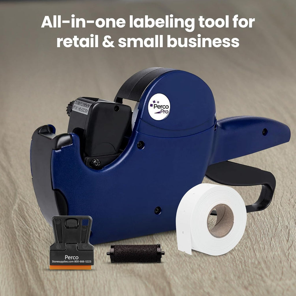Perco Pro 2 Line Date Gun, Includes 16 Digits Date Gun Labeler, Pre-Loaded Roll of 750 White Labels and Ink Roll - Image 2
