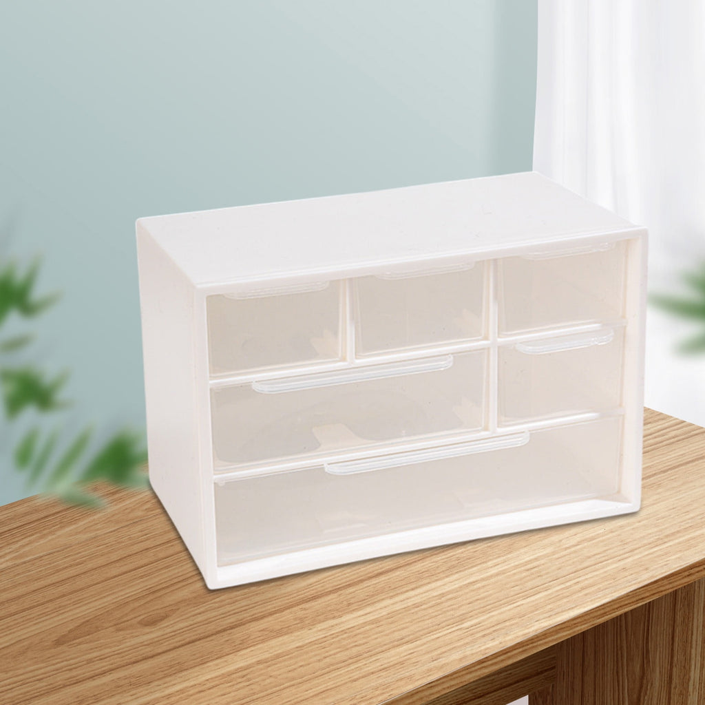 Mini Desk Drawer Organizer with 6 Clear Drawers - Small Plastic Storage Box for Office, Classroom, Crafts, Home Deskt... - Image 4