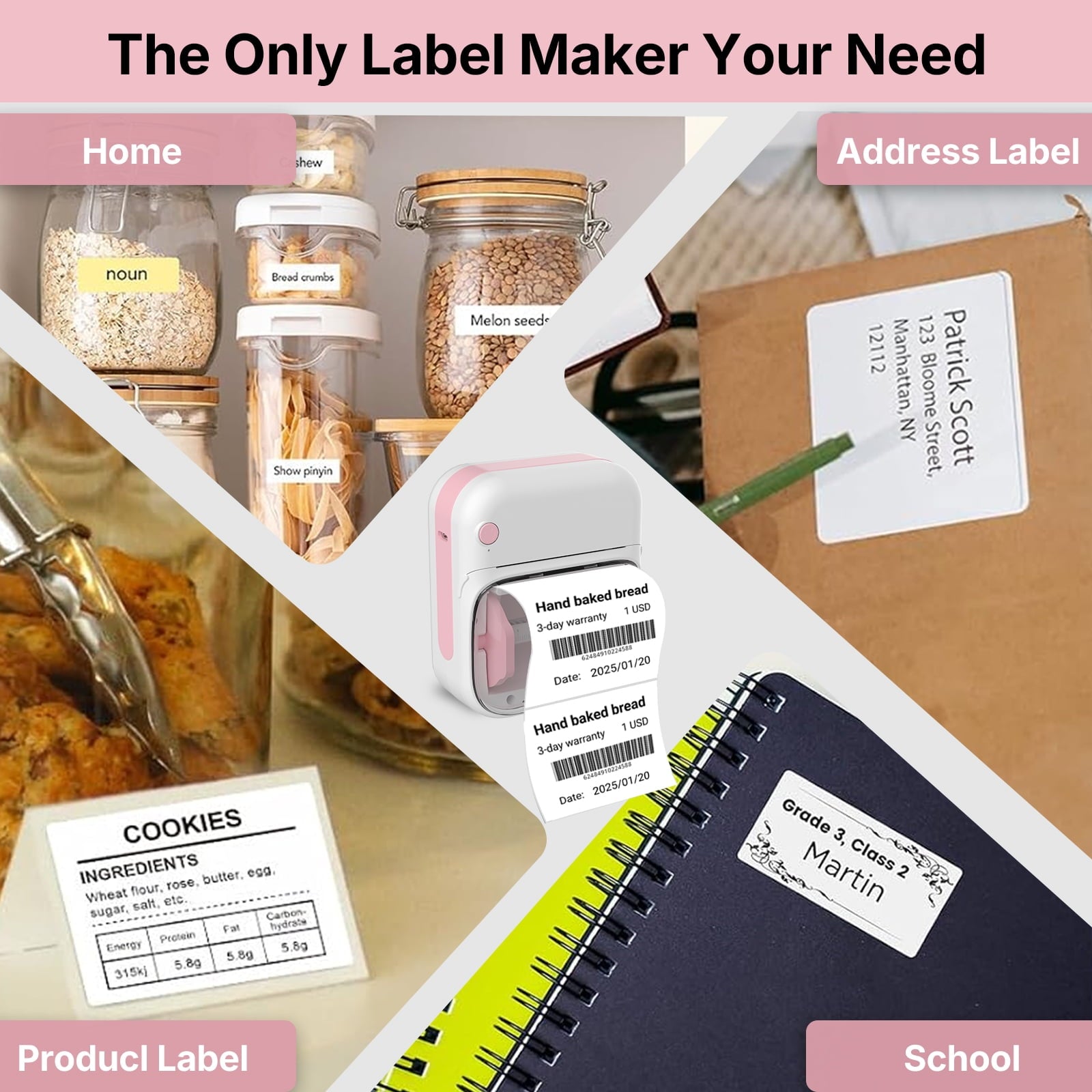 Label Maker Machine with Tape - Thermal Label Printer Bluetooth Label Maker, Mini Sticker Printer for Home, Kitchen, ... - Image 2