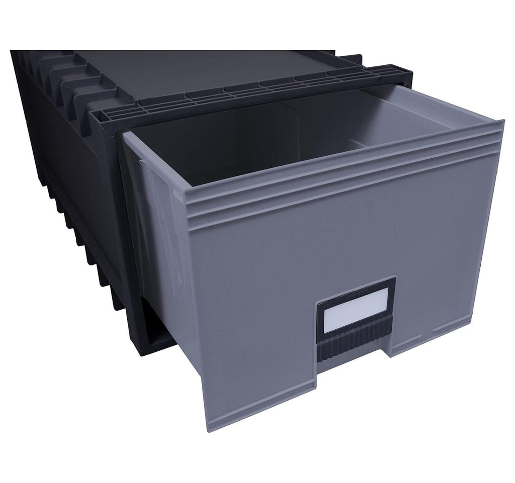 Archive Files Storage Box, Letter Size, Stackable Plastic Storage Containers - Black/Gray, 1/Each - Office, Home, Legal, Documents Organizat - Image 4