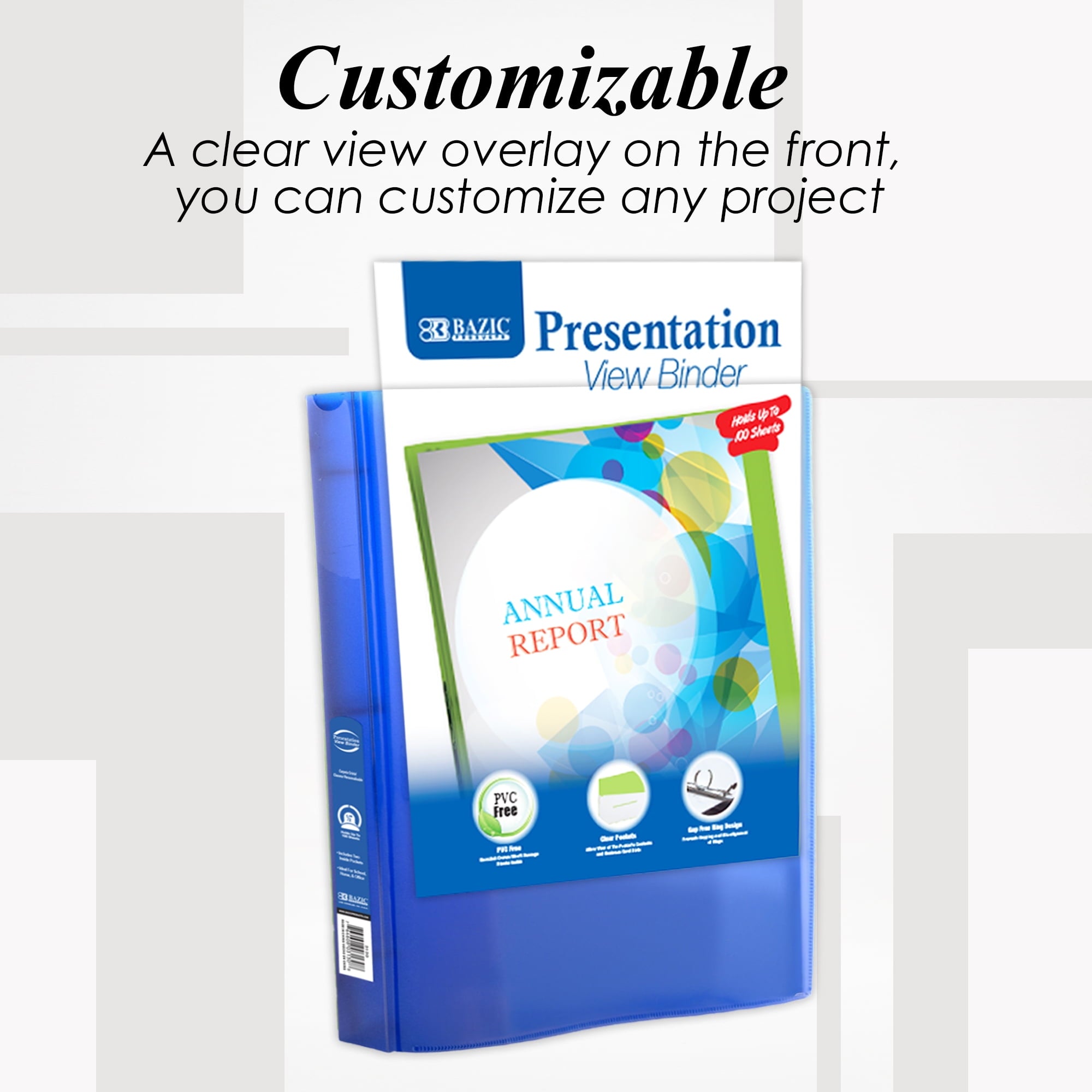 BAZIC 1/2" Poly 3-Ring Presentation View Binder w/ Pocket [3130] - Image 2