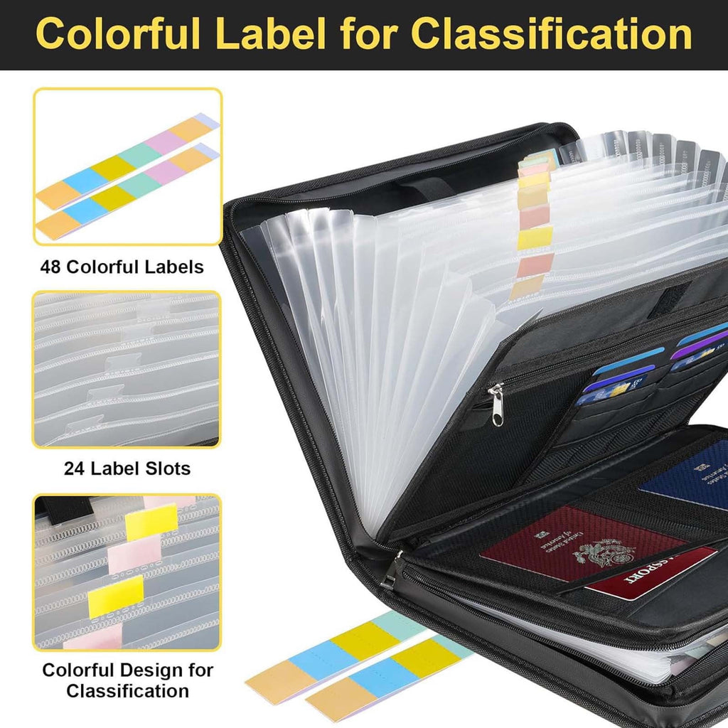 Important Document Organizer Accordion File Organizer Fireproof Expanding File Folder Storage Box with Zipper Labels ... - Image 6