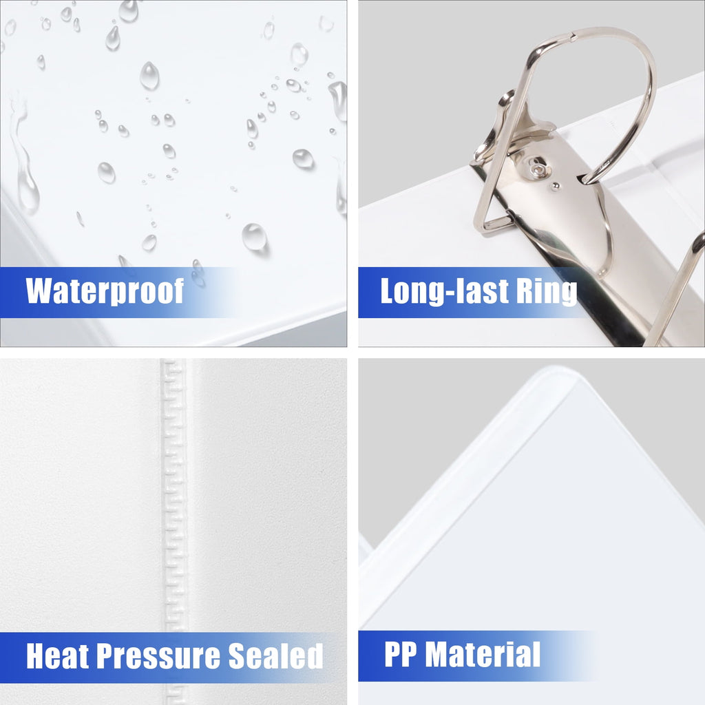 Heavy-duty 3-inch 3 Ring Binder, D Ring with 725 Sheets Capacity, 10 Pack White - Image 6