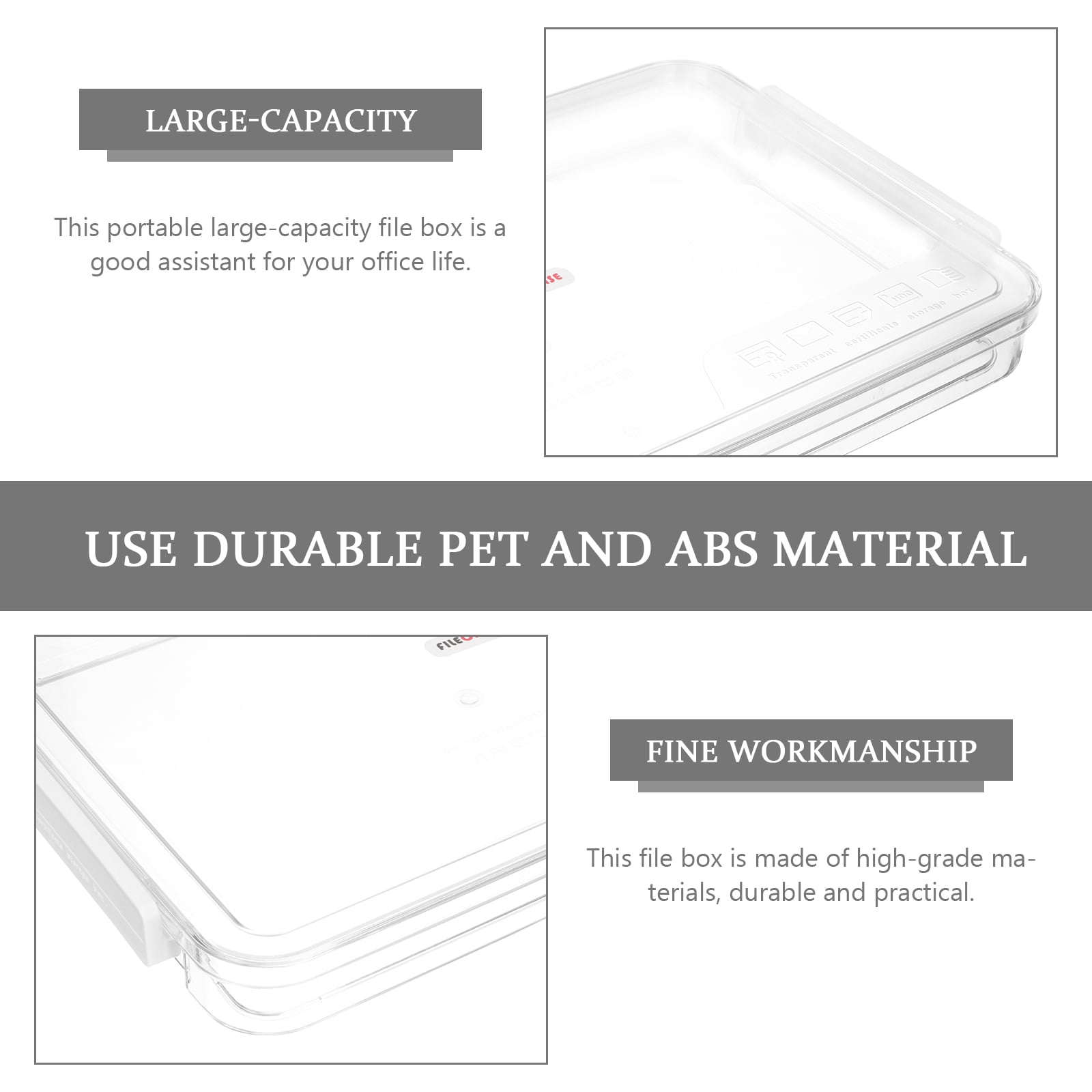 Lightweight Transparent File Case with Lock Pet ABS Material Document Storage - Image 5