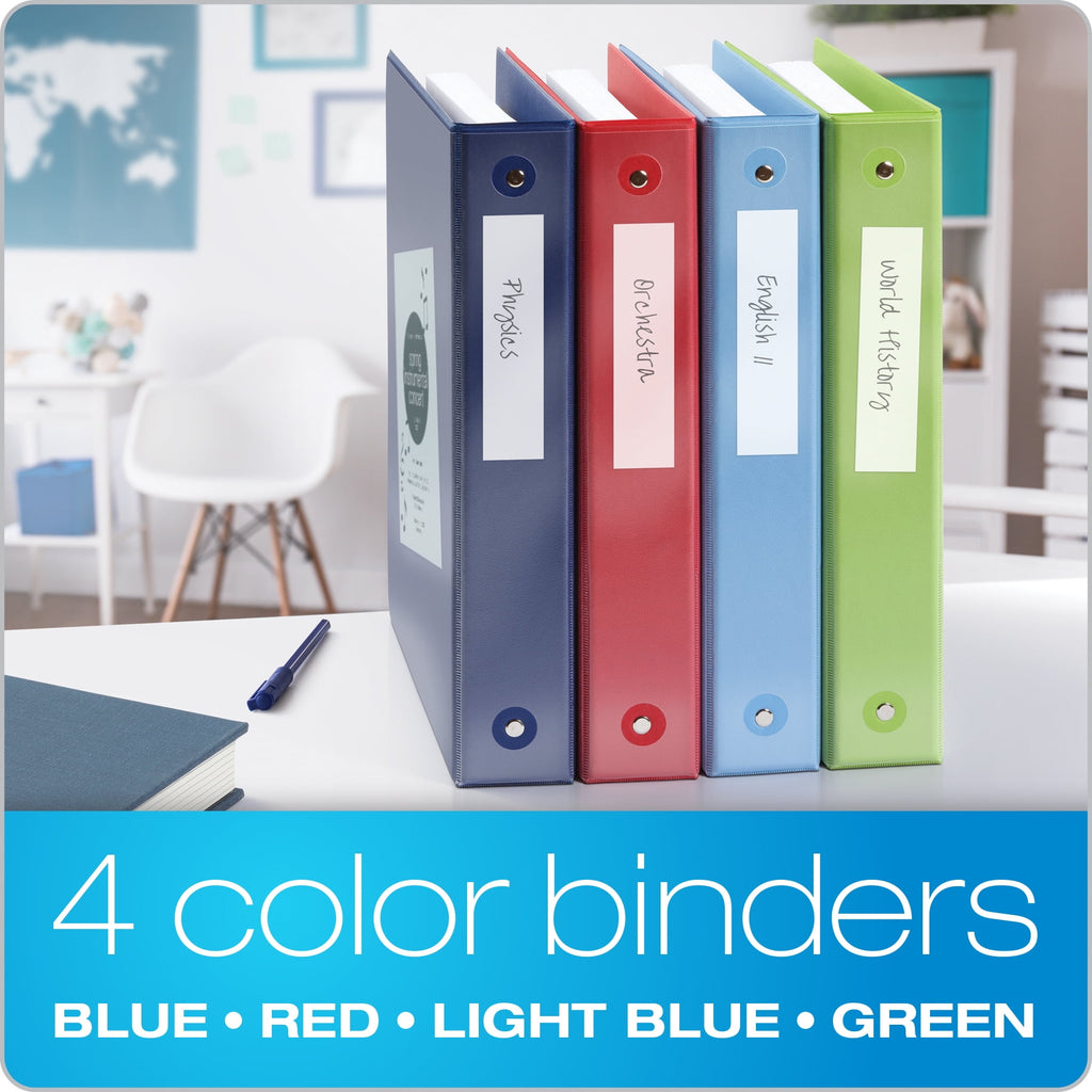 3 Ring Binders, Round Rings, Holds 350 Sheets, ClearVue Presentation View, Non-Stick, Assorted Colors (79550), 1.5 In... - Image 5