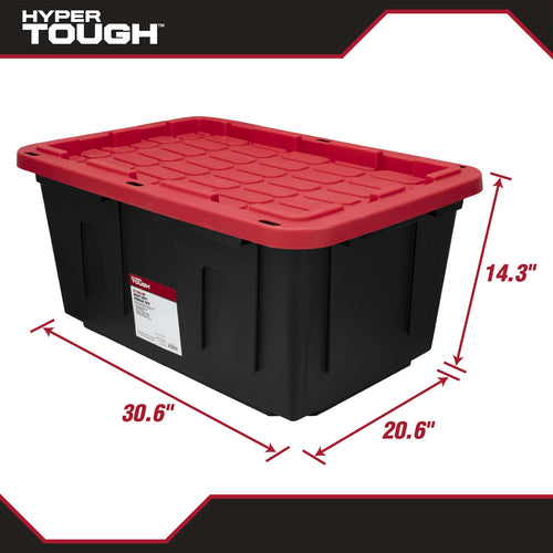 Hyper Tough 27 Gallon Large Storage Bin with Snap Lid, Black and Red, Heavy Duty Plastic Storage Container - Image 2