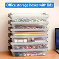 5pcs Storage File Boxes, Plastic Storage Bins with Latching Lids, Desk&Drawer Organizers for School, Organizing Container for Home, Office,