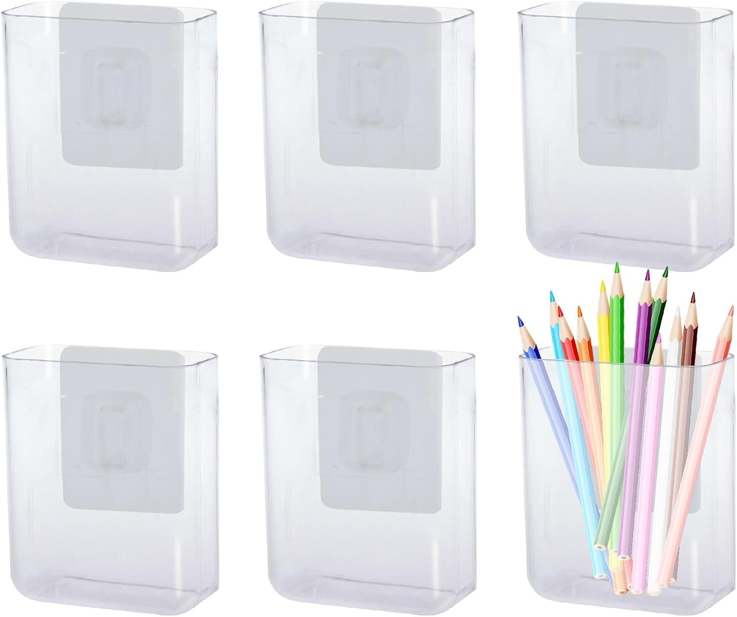 6 Pack Plastic Wall Folders, Clear Wall Mount File Organizer Acrylic Single Pocket Hanging Wall Organizer Magazine Holder Cabinet Storage Bi