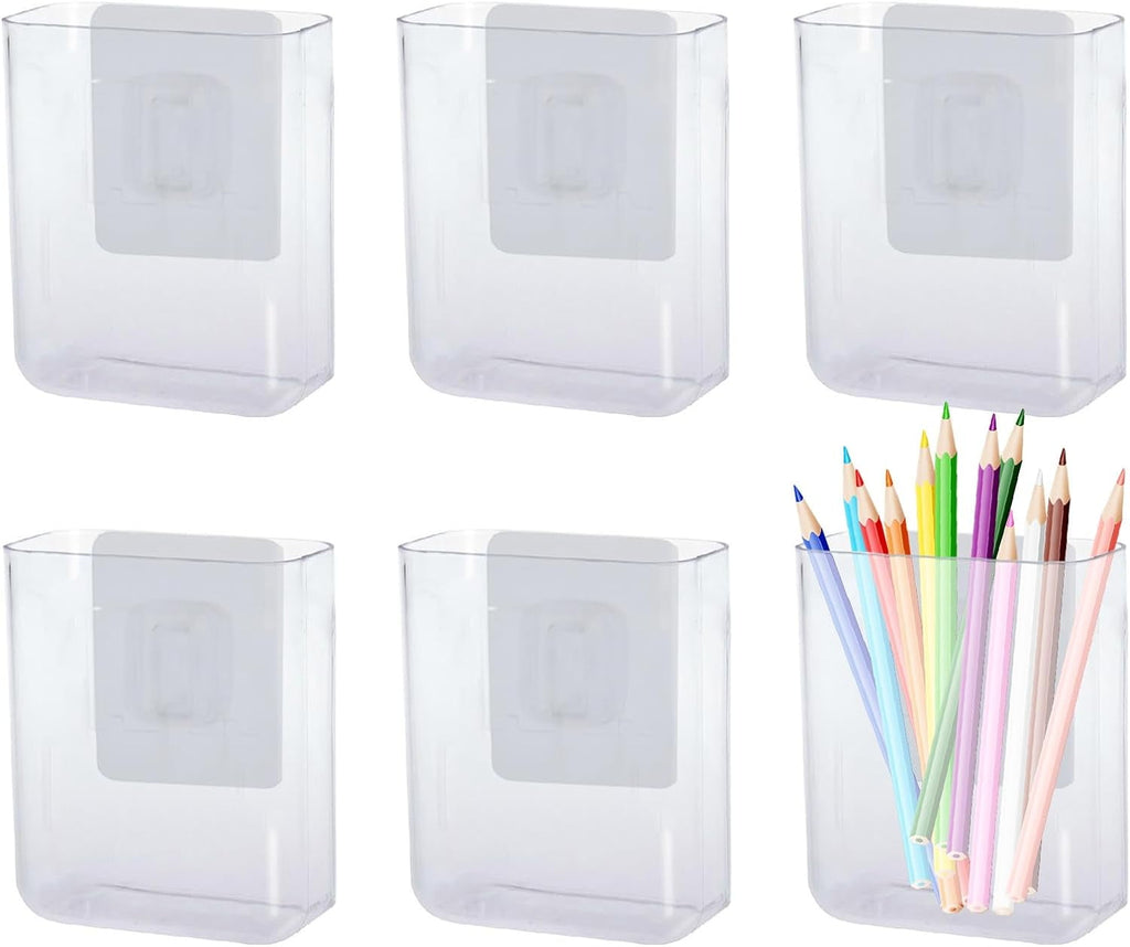6 Pack Plastic Wall Folders, Clear Wall Mount File Organizer Acrylic Single Pocket Hanging Wall Organizer Magazine Holder Cabinet Storage Bi
