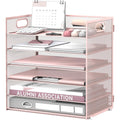 6 Tier Paper Organizer for Desk, Paper Letter Tray Organizer, Metal Mesh Desk File Organizers with Handle for Office/...