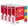 6-in White, 4-Pack, Heavy Duty Slant D-Rings,1100+ Sheet Capacity, Binder Locking, 3 Ring Binder, Clear View, Pockets (6.5 Inch Spine)