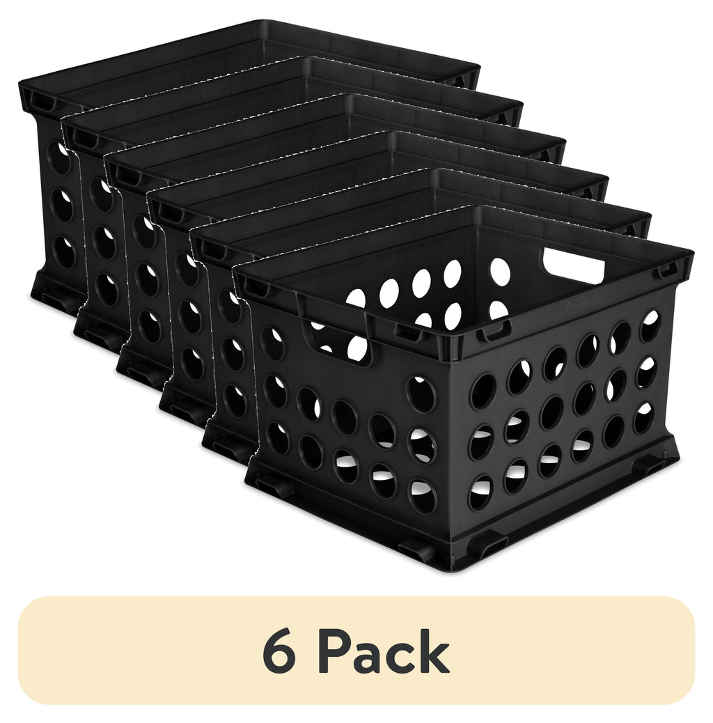 (6 pack) File Crate, Versatile Plastic Storage Bin with Through Handles, Fits Letter & Legal-sized Hanging Files, Sta...
