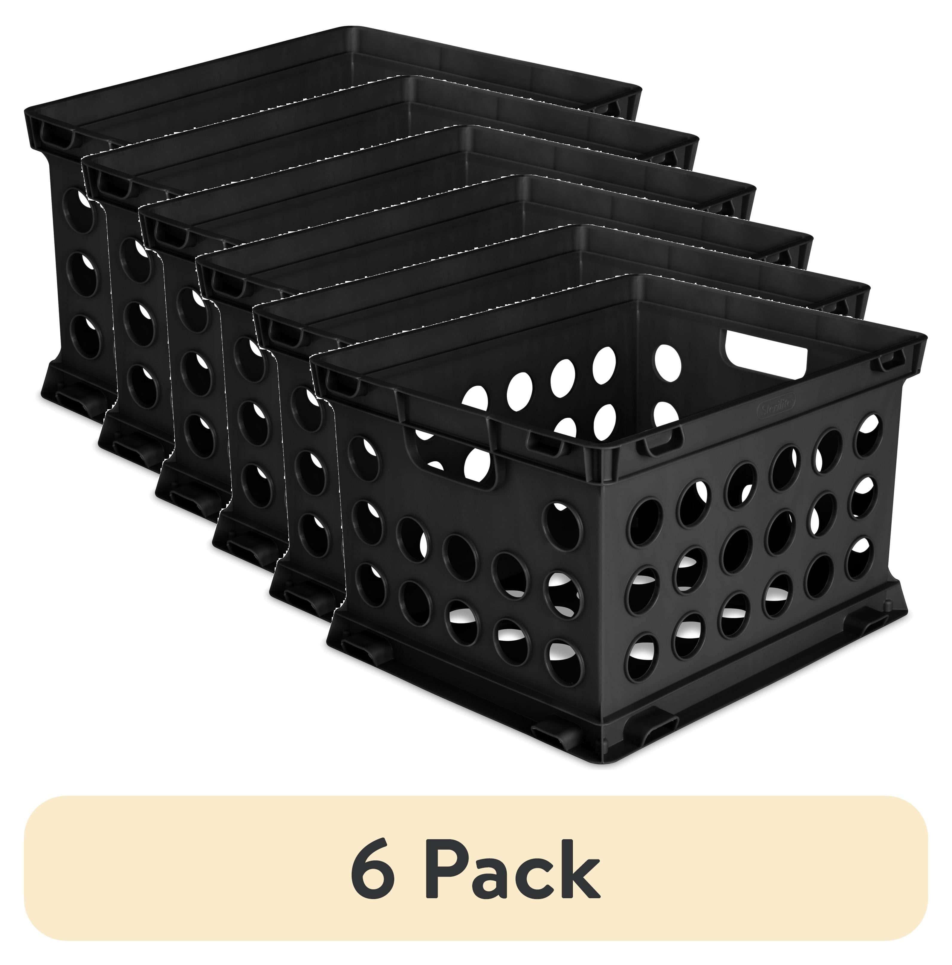 (6 pack) File Crate, Versatile Plastic Storage Bin with Through Handles, Fits Letter & Legal-sized Hanging Files, Sta...