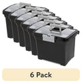 (6 pack) Portable File Box, Letter-Size Plastic File Storage Box with Handle and Divided Lid Storage Compartment, Black