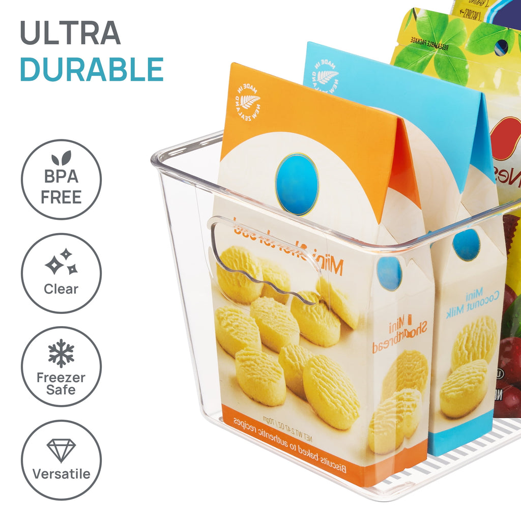 Clear Plastic Storage Bins, 4 PCS Pantry Organizer Bins with Handle,Medium - Image 3